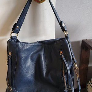Blue faux leather purse